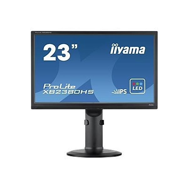 IIYAMA ProLite XB2380HS 58,42cm 23 Zoll LED IPS  VGA HDMI DVI 250cd/m  Full HD 16:9 Lautsprecher Hoehenv. Pivot Schwarz