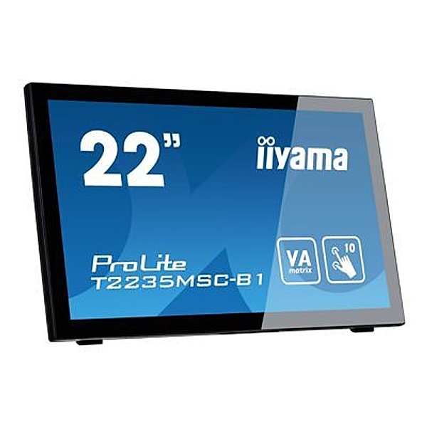 IIYAMA T2235MSC-B1 54,6cm 21,5Zoll 10 Punkt Multitouch kapazitiv 1920x1080  225cd/m  VGA DVI Display Port Lautsprecher neigbar black