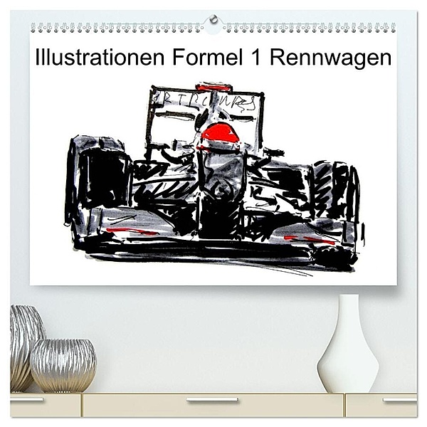 Illustrationen Formel 1 Rennwagen (hochwertiger Premium Wandkalender 2024 DIN A2 quer), Kunstdruck in Hochglanz, Gerhard Kraus
