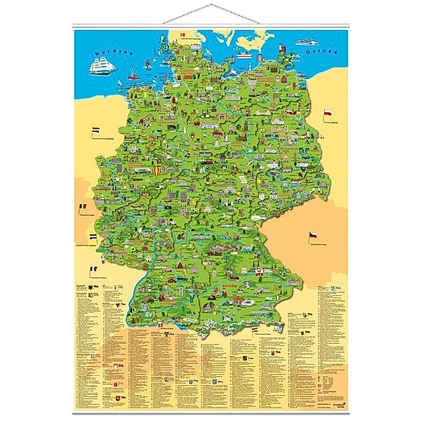 Illustrierte Deutschlandkarte, Planokarte, m. Metall-Beleistung, Doris Schönhoff, Dirk Krüger