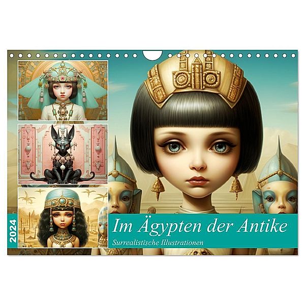 Im Ägypten der Antike. Surrealistische Illustrationen (Wandkalender 2024 DIN A4 quer), CALVENDO Monatskalender, Rose Hurley