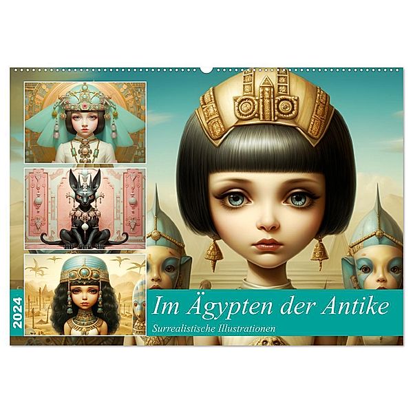 Im Ägypten der Antike. Surrealistische Illustrationen (Wandkalender 2024 DIN A2 quer), CALVENDO Monatskalender, Rose Hurley