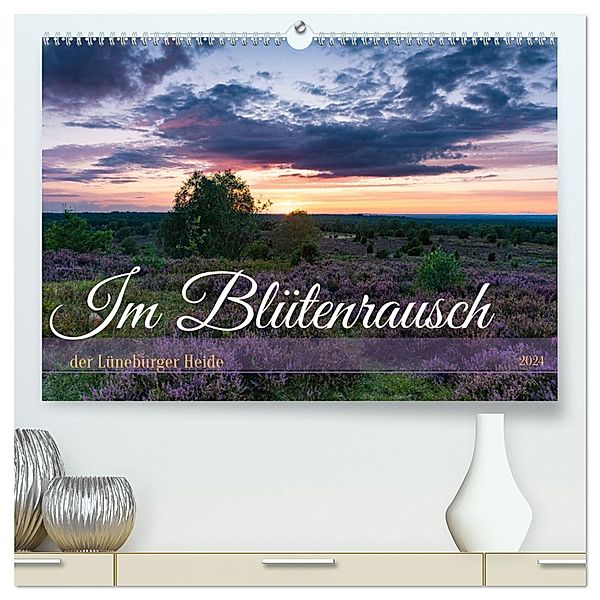 Im Blütenrausch der Lüneburger Heide (hochwertiger Premium Wandkalender 2024 DIN A2 quer), Kunstdruck in Hochglanz, Calvendo, Sandra Lorenzen-Müller