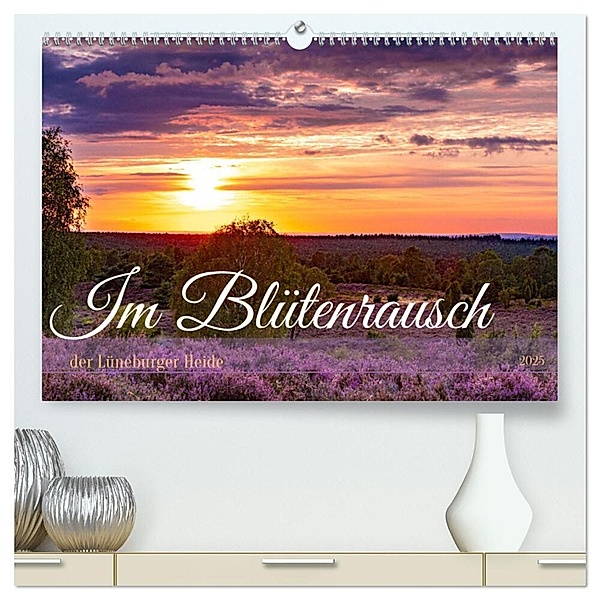 Im Blütenrausch der Lüneburger Heide (hochwertiger Premium Wandkalender 2025 DIN A2 quer), Kunstdruck in Hochglanz, Calvendo, Sandra Lorenzen-Müller
