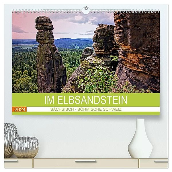 Im Elbsandstein - Sächsisch-böhmische Schweiz (hochwertiger Premium Wandkalender 2024 DIN A2 quer), Kunstdruck in Hochglanz, Holger Felix