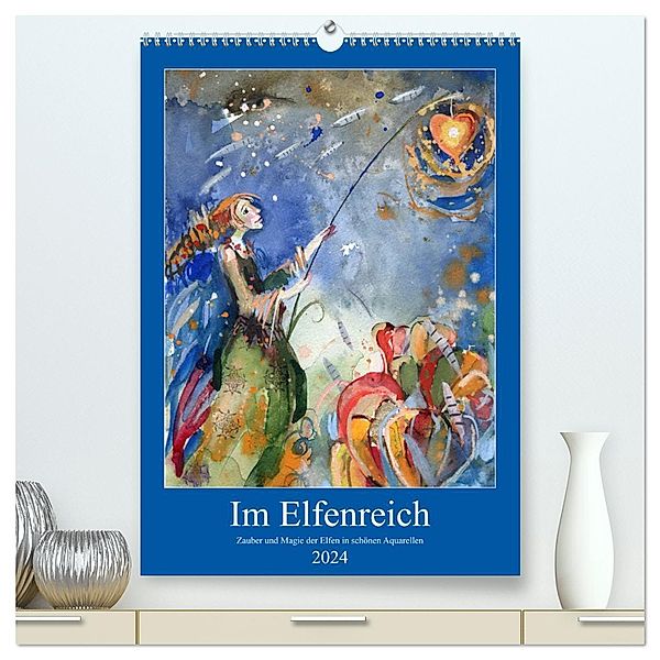 Im Elfenreich- Zauber und Magie der Elfen in schönen Aquarellen (hochwertiger Premium Wandkalender 2024 DIN A2 hoch), Kunstdruck in Hochglanz, Sveta Tiukkel