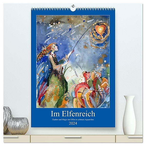Im Elfenreich- Zauber und Magie der Elfen in schönen Aquarellen (hochwertiger Premium Wandkalender 2024 DIN A2 hoch), Kunstdruck in Hochglanz, Sveta Tiukkel