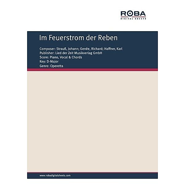 Im Feuerstrom der Reben, Richard Genée, Johann Strauss, Karl Haffner