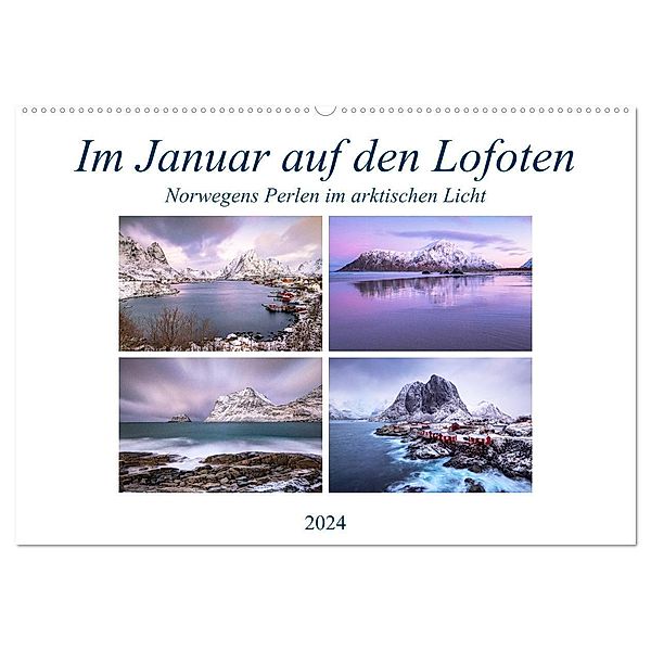 Im Januar auf den Lofoten (Wandkalender 2024 DIN A2 quer), CALVENDO Monatskalender, Joachim Hasche