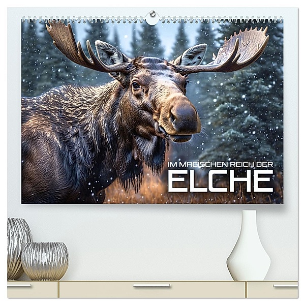 Im magischen Reich der Elche (hochwertiger Premium Wandkalender 2025 DIN A2 quer), Kunstdruck in Hochglanz, Calvendo, Renate Utz