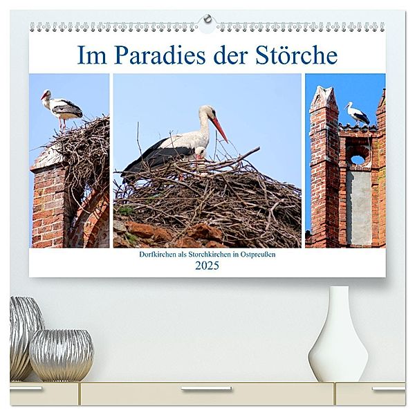 Im Paradies der Störche - Dorfkirchen als Storchkirchen in Ostpreußen (hochwertiger Premium Wandkalender 2025 DIN A2 quer), Kunstdruck in Hochglanz, Calvendo, Henning von Löwis of Menar