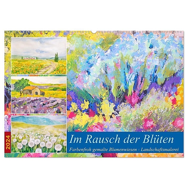 Im Rausch der Blüten - Farbenfroh gemalte Blumenwiesen (Wandkalender 2024 DIN A2 quer), CALVENDO Monatskalender, Michaela Schimmack