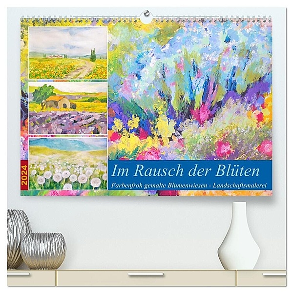 Im Rausch der Blüten - Farbenfroh gemalte Blumenwiesen (hochwertiger Premium Wandkalender 2024 DIN A2 quer), Kunstdruck in Hochglanz, Michaela Schimmack