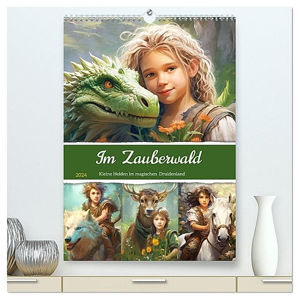 Im Zauberwald. Kleine Helden im magischen Druidenland (hochwertiger Premium Wandkalender 2024 DIN A2 hoch), Kunstdruck in Hochglanz, Rose Hurley