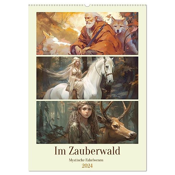 Im Zauberwald. Mystische Fabelwesen (Wandkalender 2024 DIN A2 hoch), CALVENDO Monatskalender, Rose Hurley