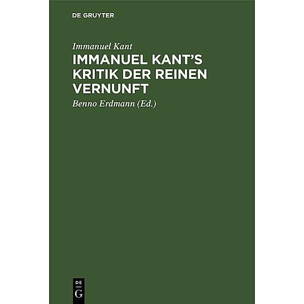 Immanuel Kant's Kritik der reinen Vernunft, Immanuel Kant