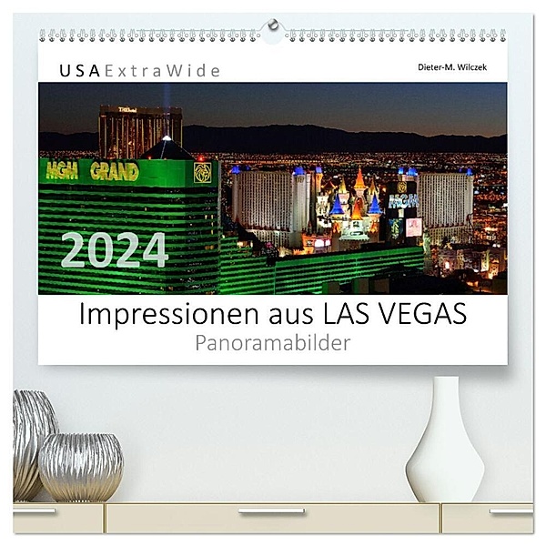 Impressionen aus LAS VEGAS Panoramabilder (hochwertiger Premium Wandkalender 2024 DIN A2 quer), Kunstdruck in Hochglanz, Dieter-M. Wilczek