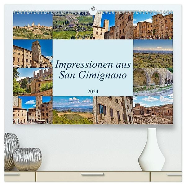 Impressionen aus San Gimignano (hochwertiger Premium Wandkalender 2024 DIN A2 quer), Kunstdruck in Hochglanz, Jessica Meisenzahl