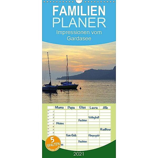 Impressionen vom Gardasee - Familienplaner hoch (Wandkalender 2021 , 21 cm x 45 cm, hoch), Gugigei