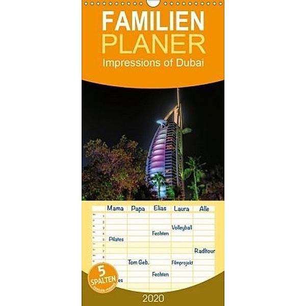 Impressions of Dubai - Familienplaner hoch (Wandkalender 2020 , 21 cm x 45 cm, hoch), Marcus Sielaff