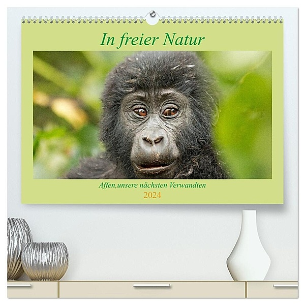 In freier Natur Affen, unsere nächsten Verwandten (hochwertiger Premium Wandkalender 2024 DIN A2 quer), Kunstdruck in Hochglanz, Britta Kärcher