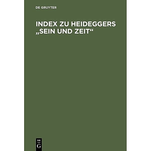 Index zu Heideggers Sein und Zeit