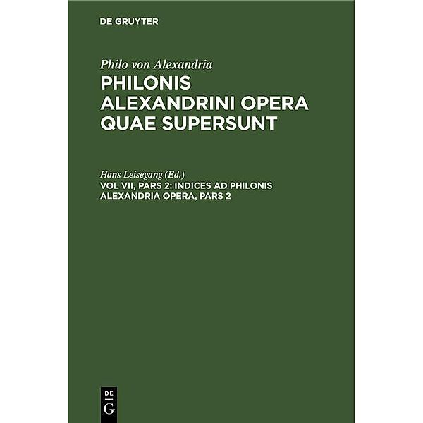 Indices ad Philonis Alexandrini opera, Pars 2