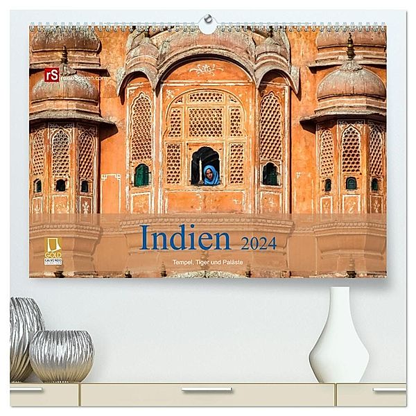 Indien 2024 Tempel, Tiger und Paläste (hochwertiger Premium Wandkalender 2024 DIN A2 quer), Kunstdruck in Hochglanz, Uwe Bergwitz