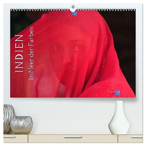 Indien - im Meer der Farben (hochwertiger Premium Wandkalender 2025 DIN A2 quer), Kunstdruck in Hochglanz, Calvendo, Peter Schürholz