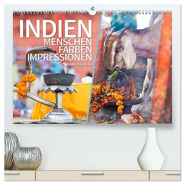 INDIEN Menschen Farben Impressionen (hochwertiger Premium Wandkalender 2025 DIN A2 quer), Kunstdruck in Hochglanz, Calvendo, Bernd Maertens