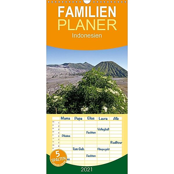 Indonesien - Familienplaner hoch (Wandkalender 2021 , 21 cm x 45 cm, hoch), Thomas Leonhardy