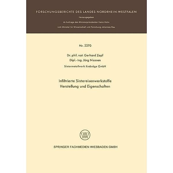 Infiltrierte Sintereisenwerkstoffe / Forschungsberichte des Landes Nordrhein-Westfalen, Gerhard Zapf
