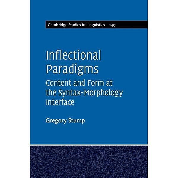 Inflectional Paradigms / Cambridge Studies in Linguistics, Gregory Stump