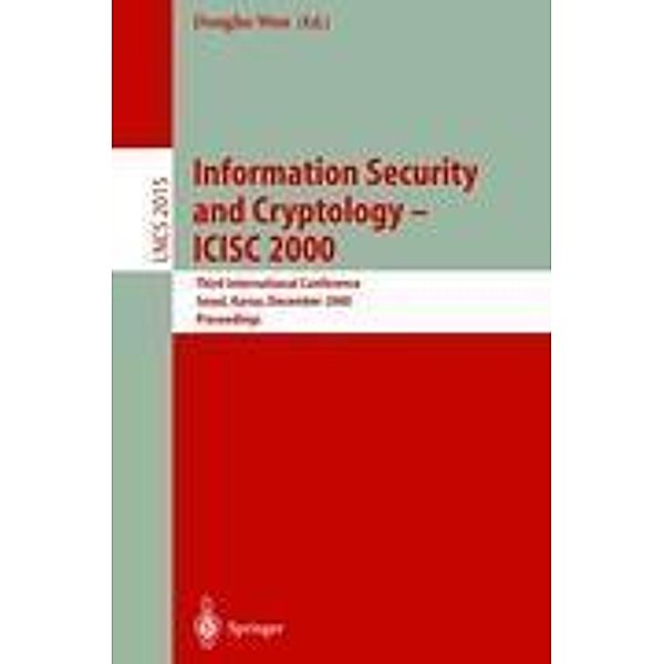 Information Security and Cryptology - ICISC 2000