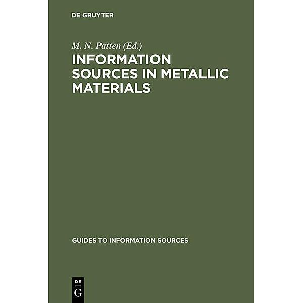 Information Sources in Metallic Materials / Guides to Information Sources