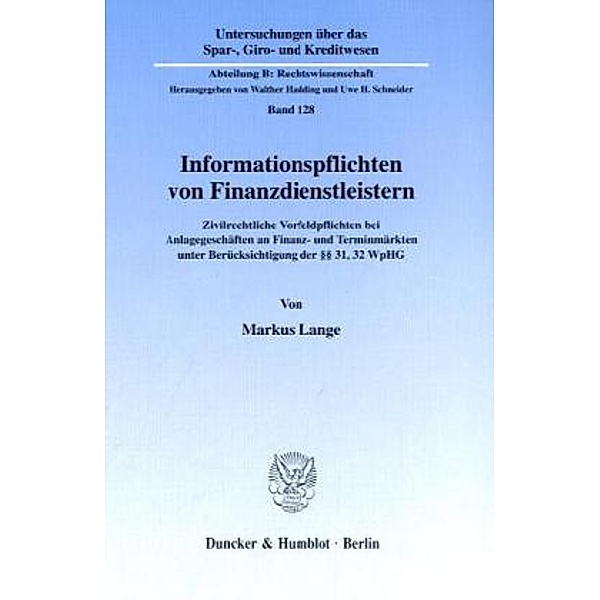 Informationspflichten von Finanzdienstleistern., Markus Lange