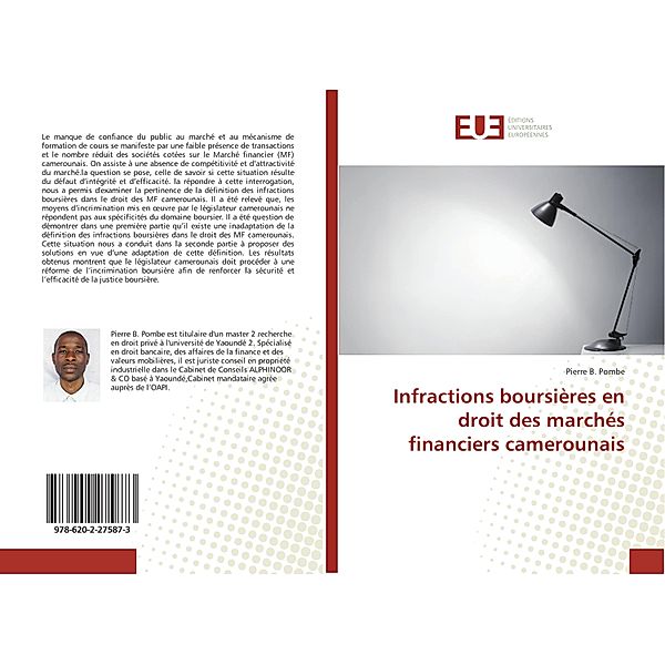 Infractions boursières en droit des marchés financiers camerounais, Pierre B. Pombe