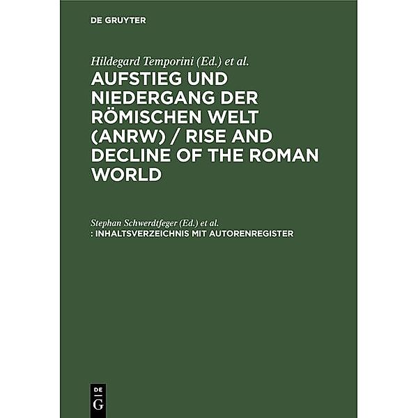 Inhaltsverzeichnis mit Autorenregister