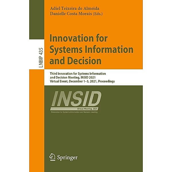 Innovation for Systems Information and Decision / Lecture Notes in Business Information Processing Bd.435