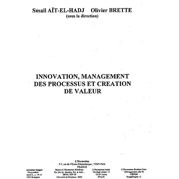 Innovation management des processus et c / Hors-collection, Ait-El-Hadj \Brette
