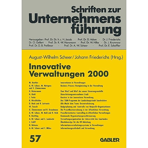 Innovative Verwaltungen 2000 / Schriften zur Unternehmensführung