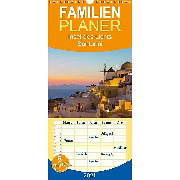 Insel des Lichts - Santorini - Familienplaner hoch (Wandkalender 2021 , 21 cm x 45 cm, hoch), Thomas Klinder