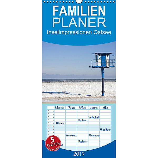 Inselimpressionen Ostsee - Familienplaner hoch (Wandkalender 2019 , 21 cm x 45 cm, hoch), Katja ledieS