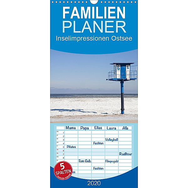 Inselimpressionen Ostsee - Familienplaner hoch (Wandkalender 2020 , 21 cm x 45 cm, hoch), Katja ledieS