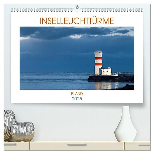 Inselleuchttürme Island (hochwertiger Premium Wandkalender 2025 DIN A2 quer), Kunstdruck in Hochglanz, Calvendo, Anne-Barbara Bernhard