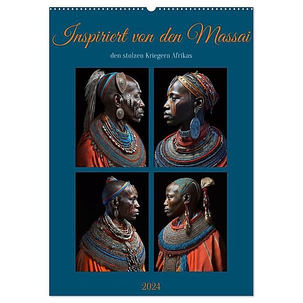 Inspiriert von den Massai, den stolzen Kriegern Afrikas (Wandkalender 2024 DIN A2 hoch), CALVENDO Monatskalender, Carina Augusto