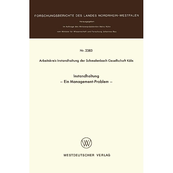 Instandhaltung / Forschungsberichte des Landes Nordrhein-Westfalen, Kenneth A. Loparo