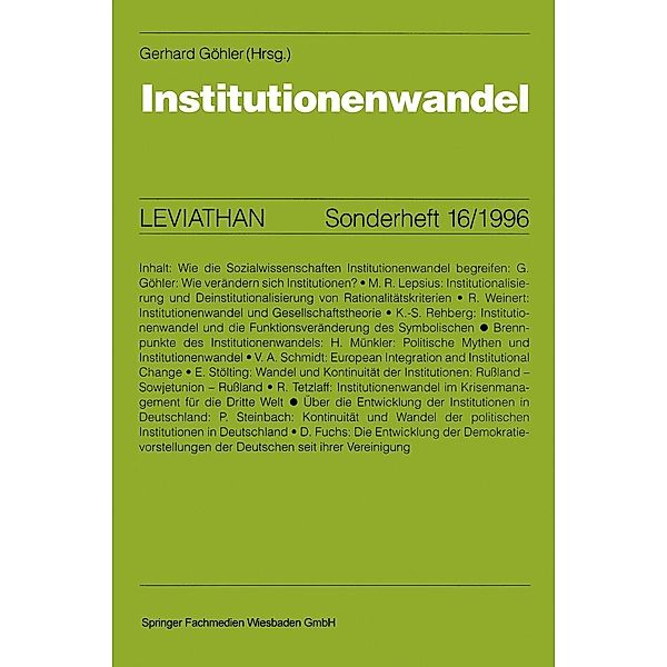 Institutionenwandel / Leviathan Sonderhefte Bd.16