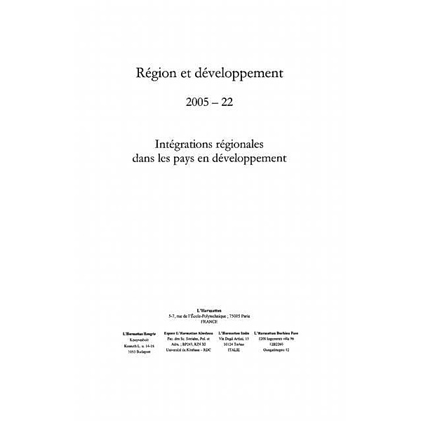 Integrations regionales dans les pays en developpement / Hors-collection, Collectif