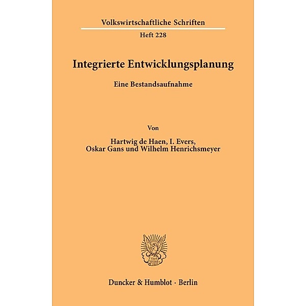 Integrierte Entwicklungsplanung., Hartwig de Haen, I. Evers, Oskar Gans